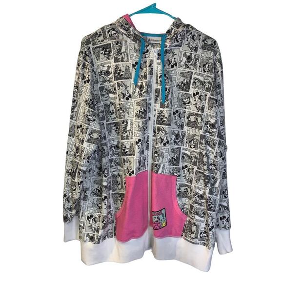 Disney Parks Womens Mickey Minnie Mouse Hoodie Plus Size 1X Teacup Ride Cartoons - Picture 1 of 8